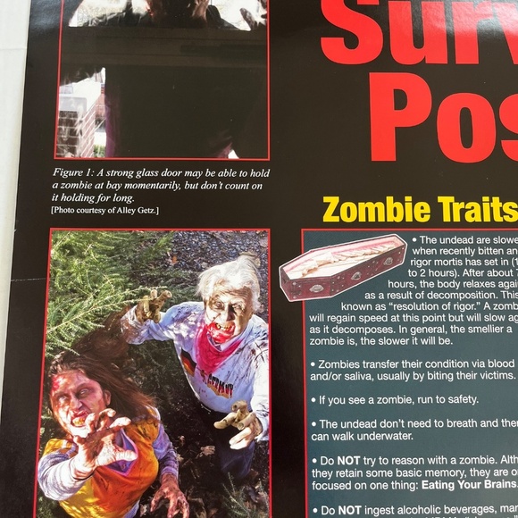 Zombie Survival Guide Laminated Poster College Wall Room Decor Sz 24x36 inch - Picture 4 of 7